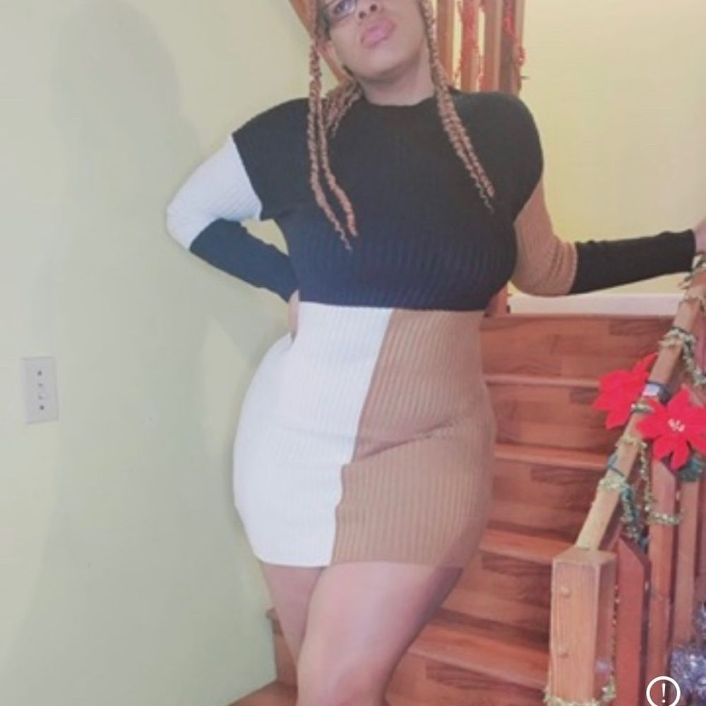 High Neck Sweater Color Block Dress - Picture 10 of 10
